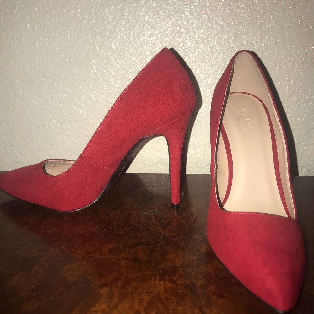 Red Suede Pumps